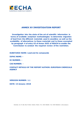 Annex XV Reporting Format 040615