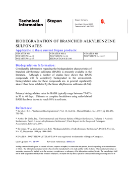 Biodegradation of Branched Alkylbenzene Sulfonates