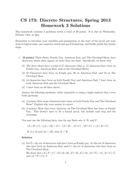 CS 173: Discrete Structures, Spring 2013 Homework 3 Solutions