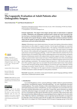 The Logopedic Evaluation of Adult Patients After Orthognathic Surgery