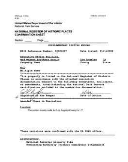 National Register of Historic Places Continuation Sheet