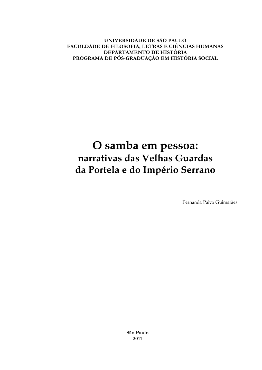 O Samba Em Pessoa Dissertação Versão Corrigida