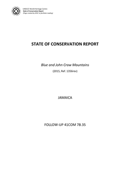 State of Conservation Report by the State Party / Rapport De L'etat Partie Sur L'état