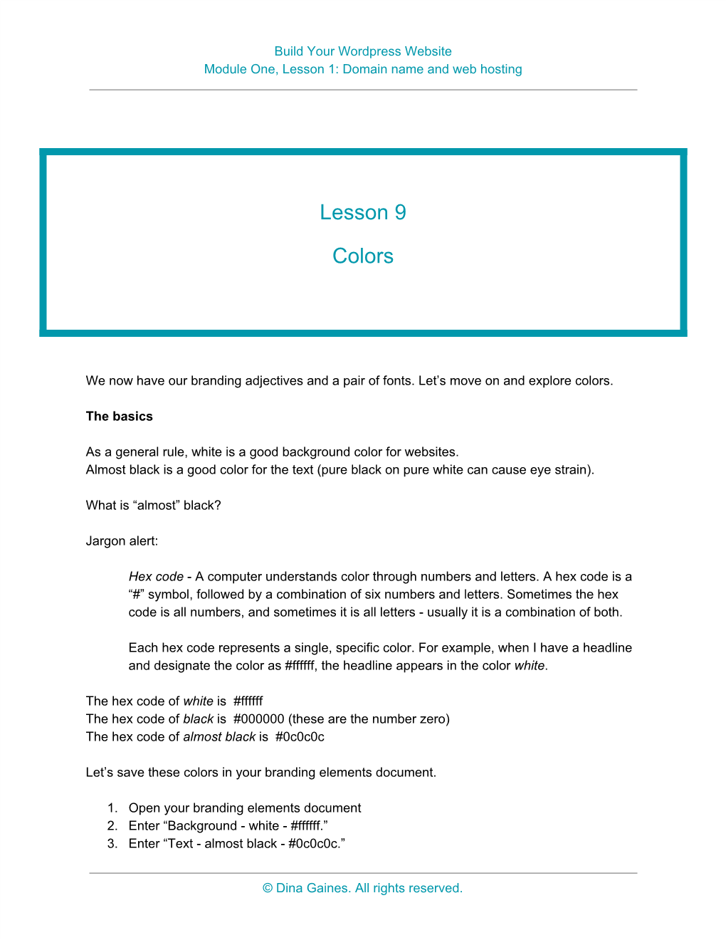Lesson 9 Colors