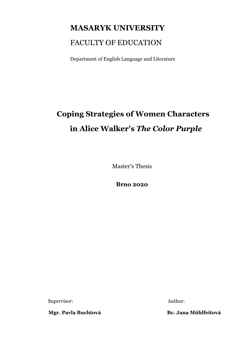Coping Strategies of Women Characters in Alice Walker's the Color Purple