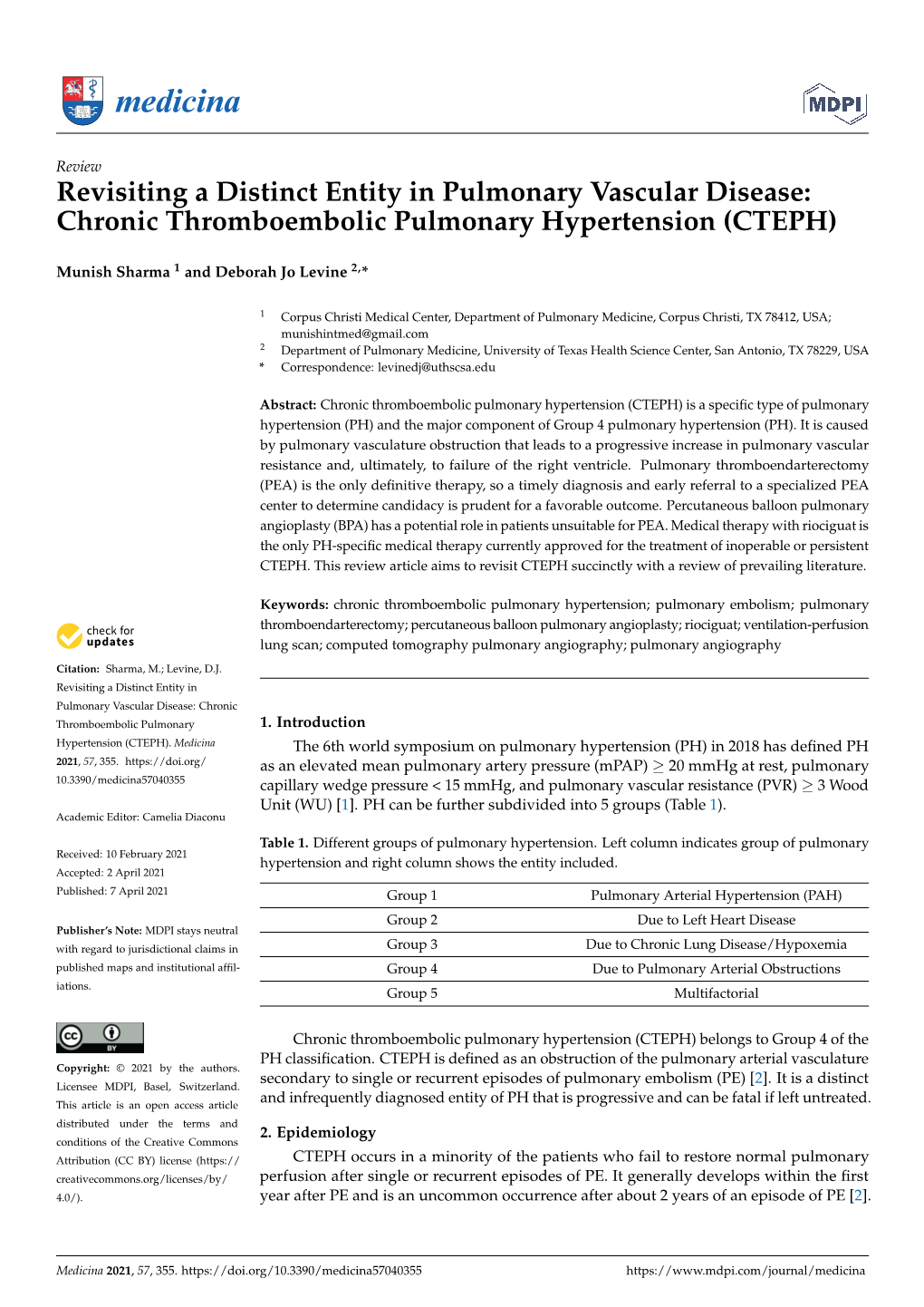 Chronic Thromboembolic Pulmonary Hypertension (CTEPH)