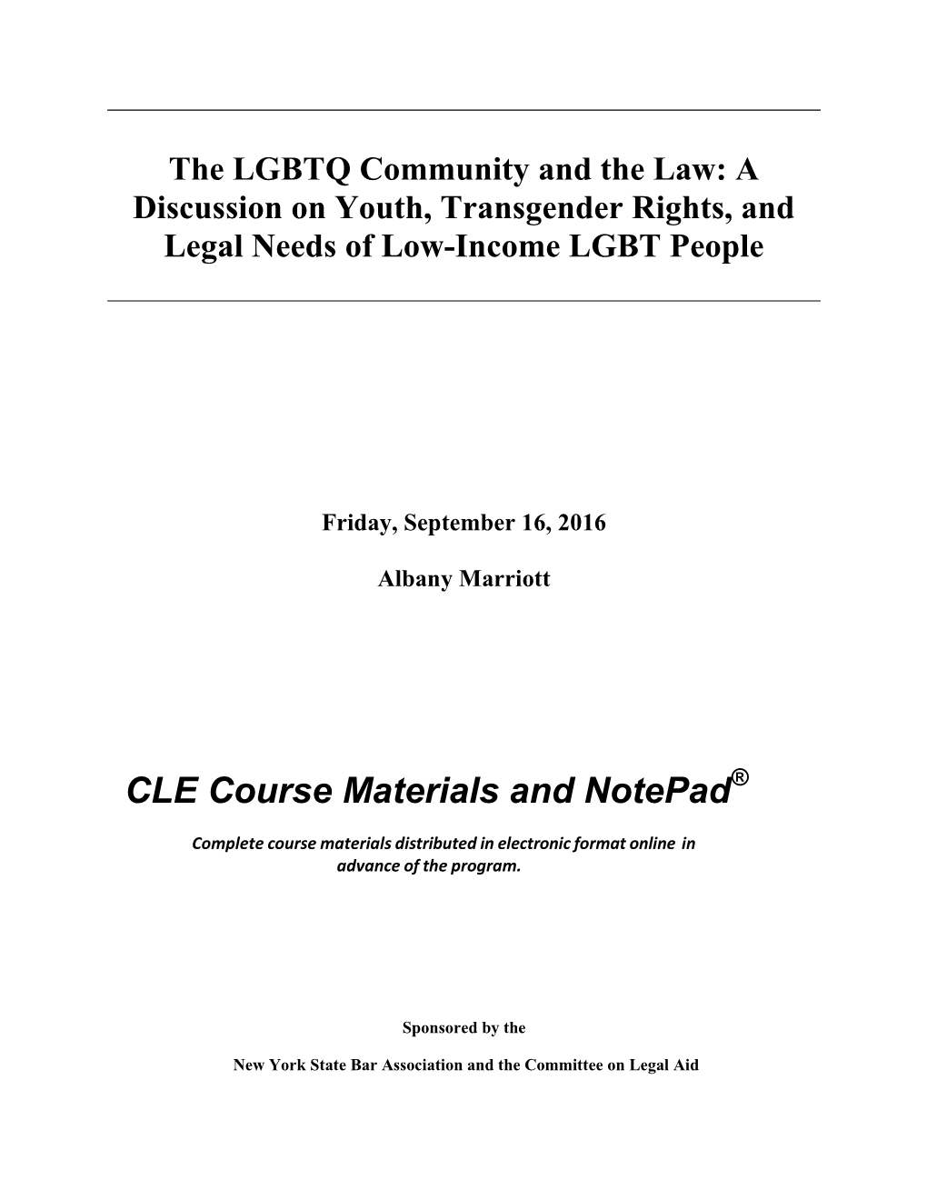 CLE Course Materials and Notepad