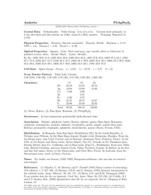 Andorite Pbagsb3s6 C 2001-2005 Mineral Data Publishing, Version 1