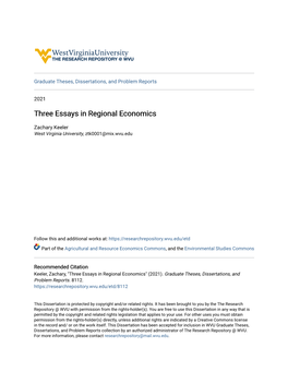 Three Essays in Regional Economics