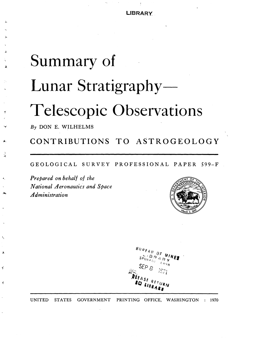 Summary of Lunar Stratigraphy- Telescopic Observations