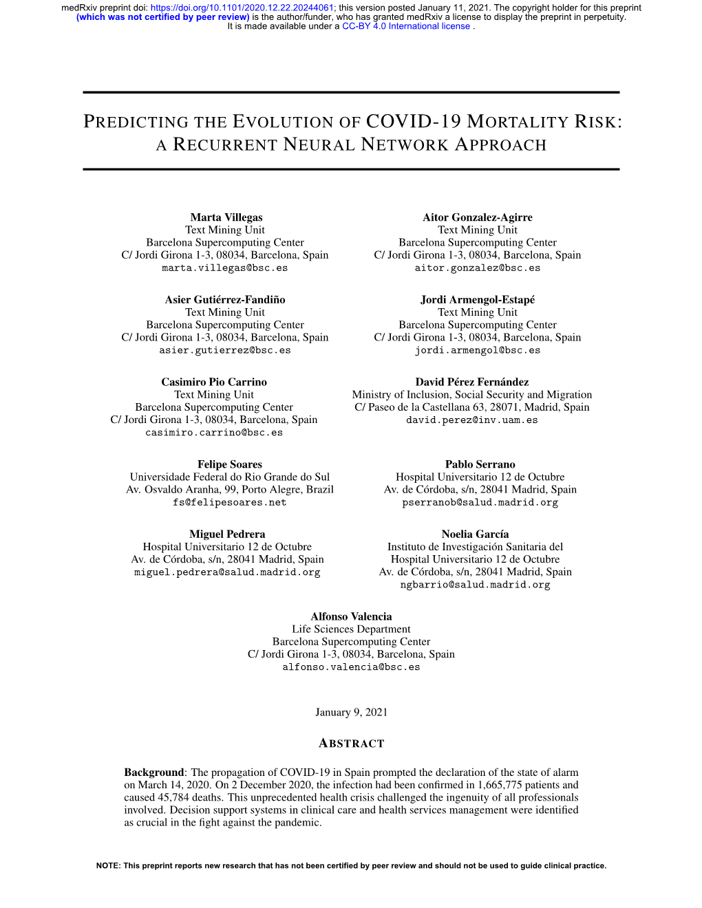 Predicting the Evolution of COVID-19 Mortality Risk