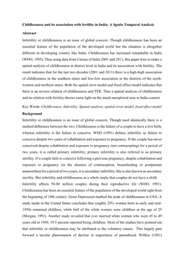 Childlessness and Its Association with Fertility in India: a Spatio Temporal Analysis