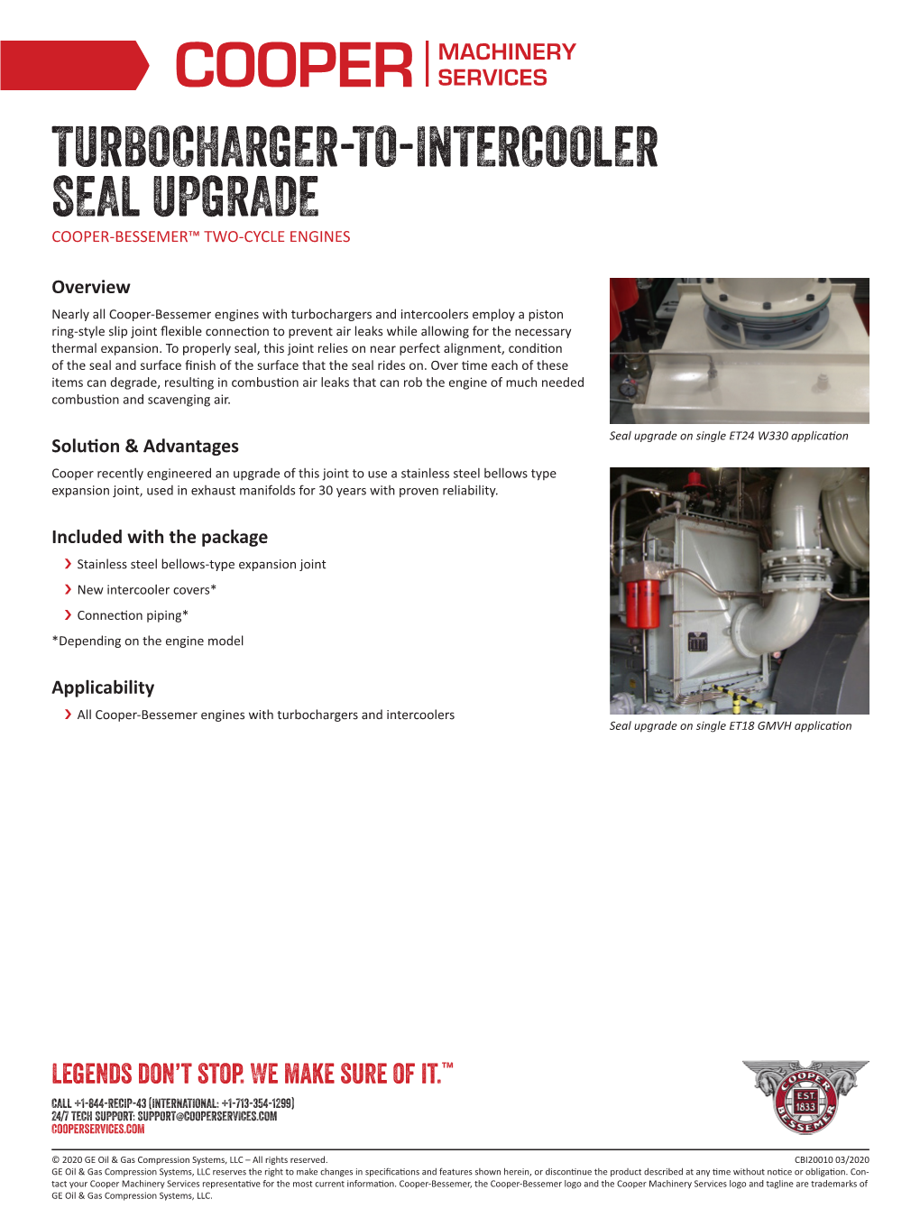 Turbocharger-To-Intercooler Seal Upgrade Cooper-Bessemer™ Two-Cycle Engines