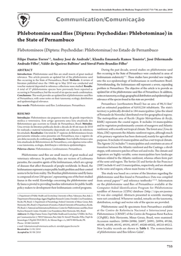 Phlebotomine Sand Flies (Diptera: Psychodidae: Phlebotominae) in the State of Pernambuco