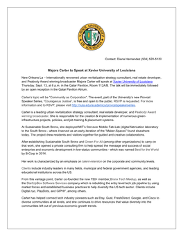 Majora Carter to Speak at Xavier University of Louisiana