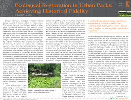 Ecological Restoration in Urban Parks: APR 02 Achieving Historical Fidelity by ELIZABETH A