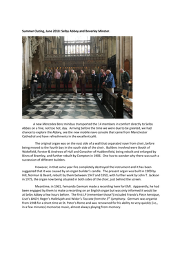 Summer Outing, June 2018: Selby Abbey and Beverley Minster. a New