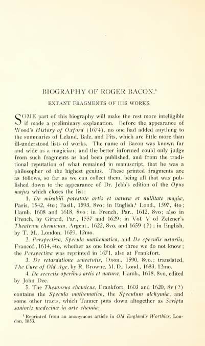 Biography of Roger Bacon. 453