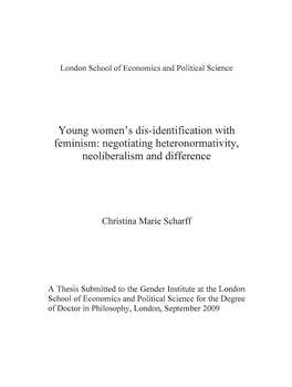 Young Women's Dis-Identification with Feminism: Negotiating Heteronormativity, Neoliberalism and Difference