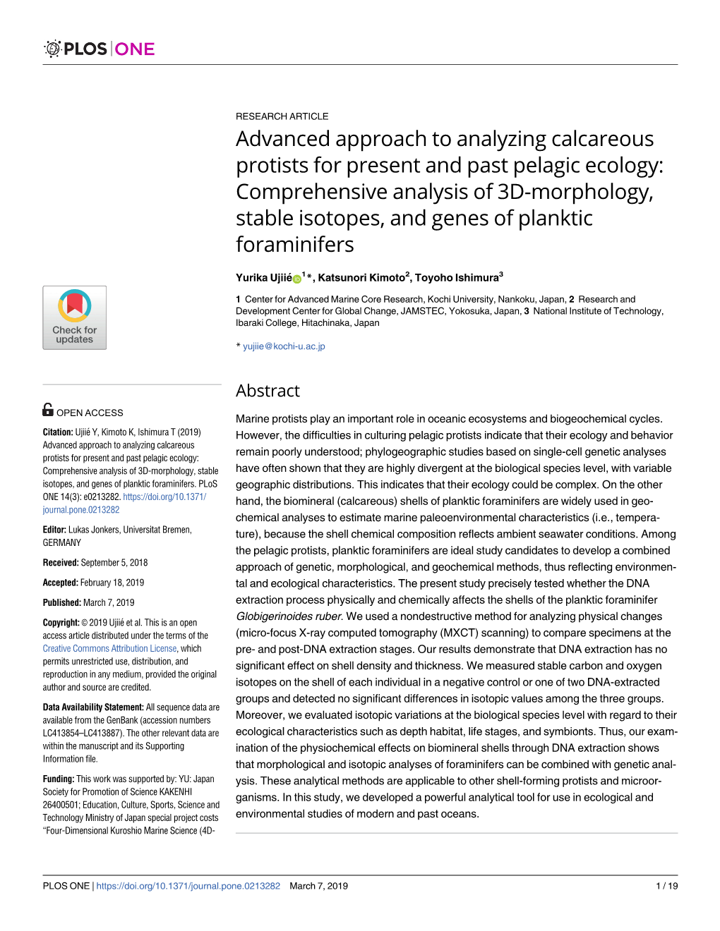 Advanced Approach to Analyzing Calcareous Protists for Present And