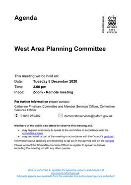 (Public Pack)Agenda Document for West Area Planning Committee, 08