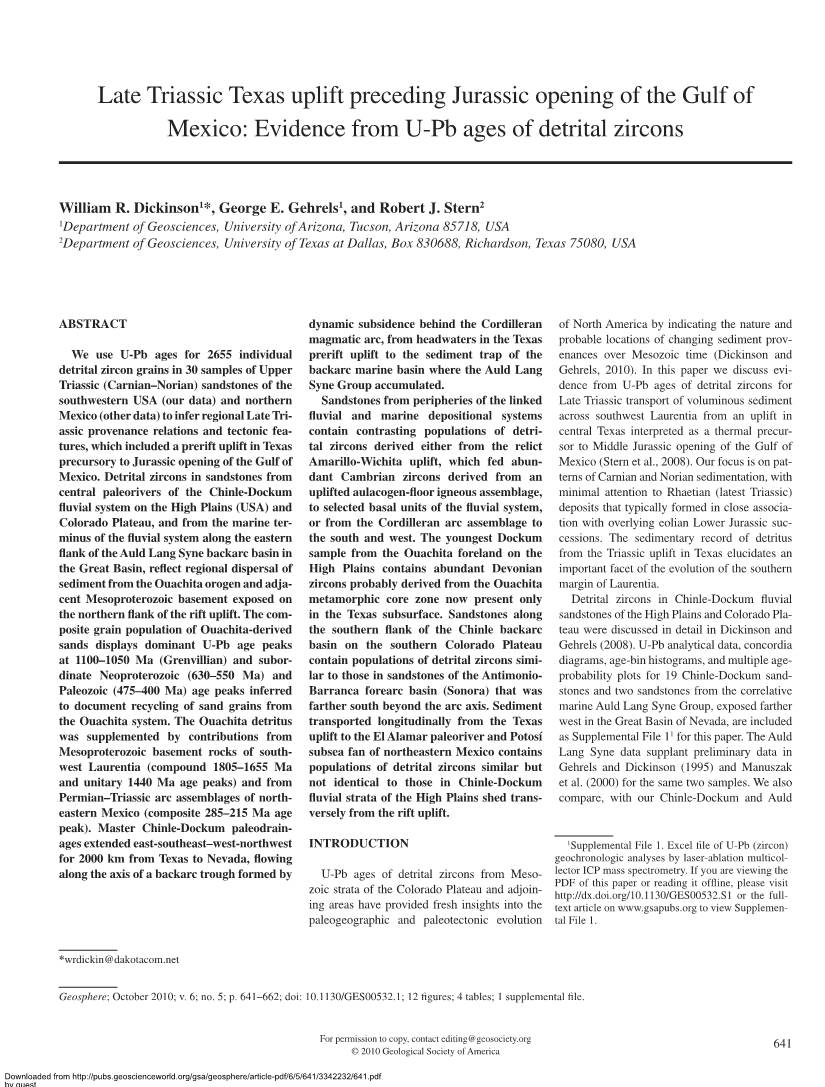 Evidence from U-Pb Ages of Detrital Zircons