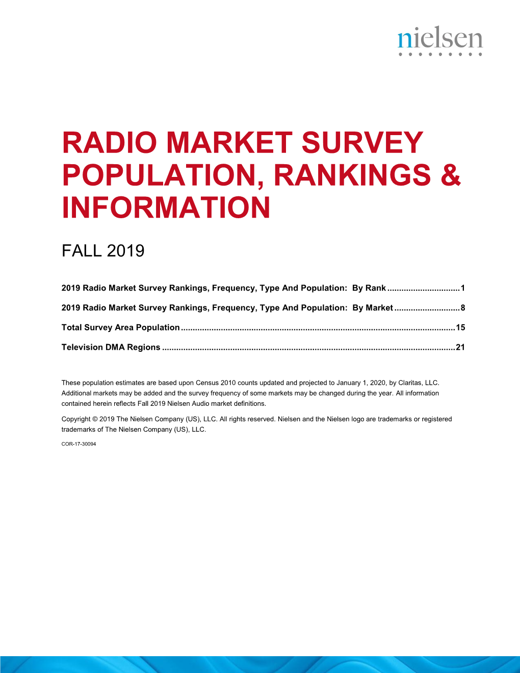 Radio Market Survey Population, Rankings & Information