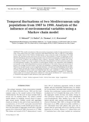 Temporal Fluctuations of Two Mediterranean Salp Populations from 1967 to 1990. Analysis of the Influence of Environmental Variables Using a Markov Chain Model