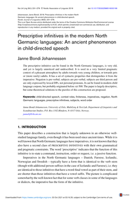 Prescriptive Infinitives in the Modern North Germanic Languages: An