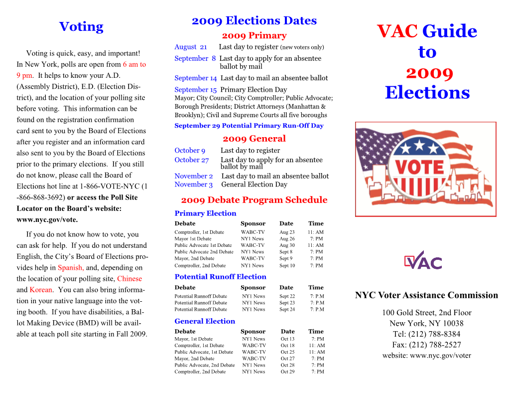 VAC Guide to 2009 Elections