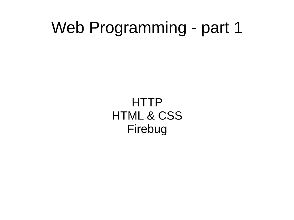 Web Programming - Part 1