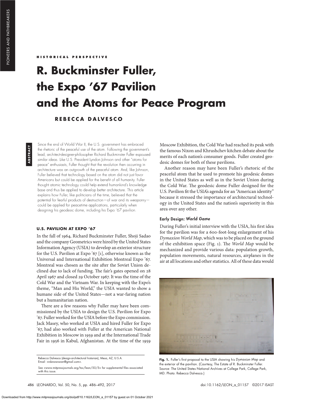 R. Buckminster Fuller, the Expo ’67 Pavilion and the Atoms for Peace Program 487