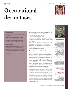 Occupational Dermatoses