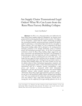 Are Supply Chains Transnational Legal Orders? What We Can Learn from the Rana Plaza Factory Building Collapse