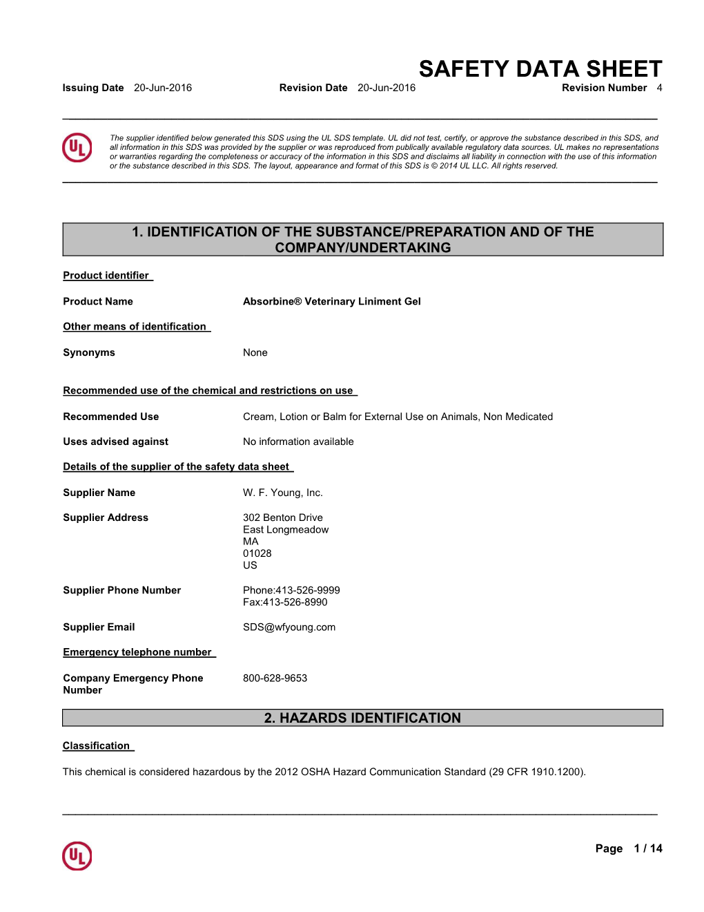 1825932 20160620 Wf Young Absorbine Veterinary Liniment Gel.Pdf