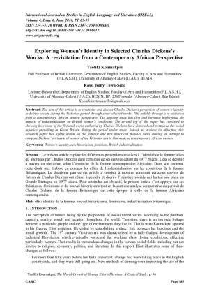 Exploring Women's Identity in Selected Charles Dickens's Works