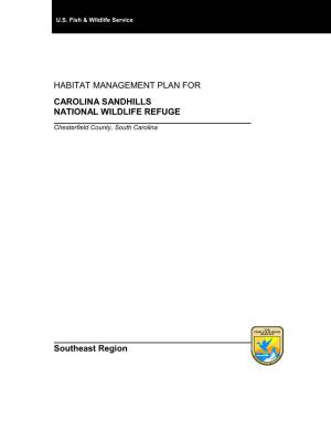 Habitat Management Plan for Carolina Sandhills National Wildlife Refuge