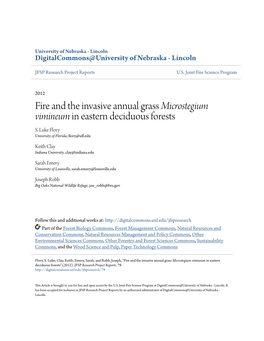 Fire and the Invasive Annual Grass Microstegium Vimineum in Eastern Deciduous Forests S