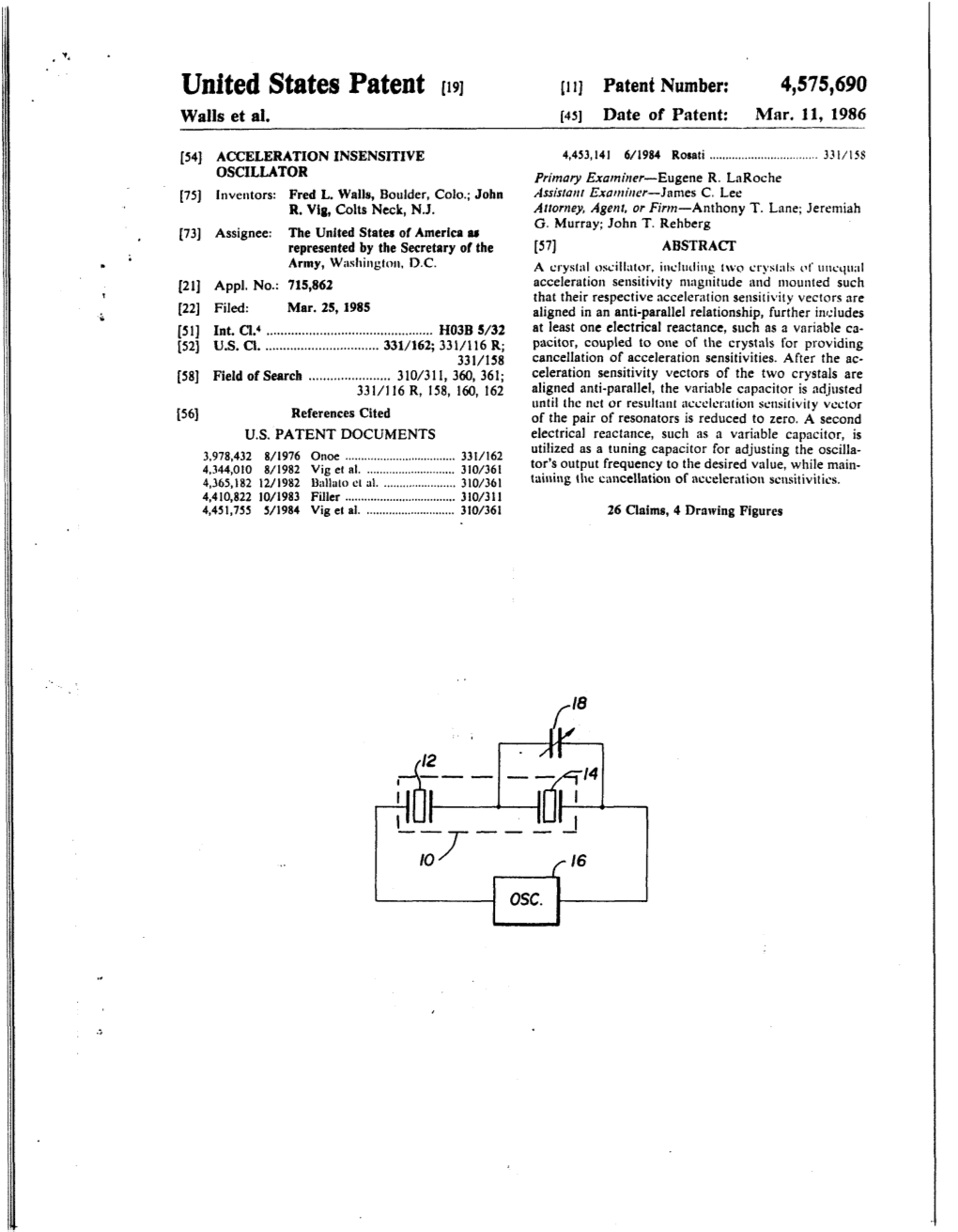 United States Patent [191 [II] Patent Number: 4,575,690 Walls Et Al