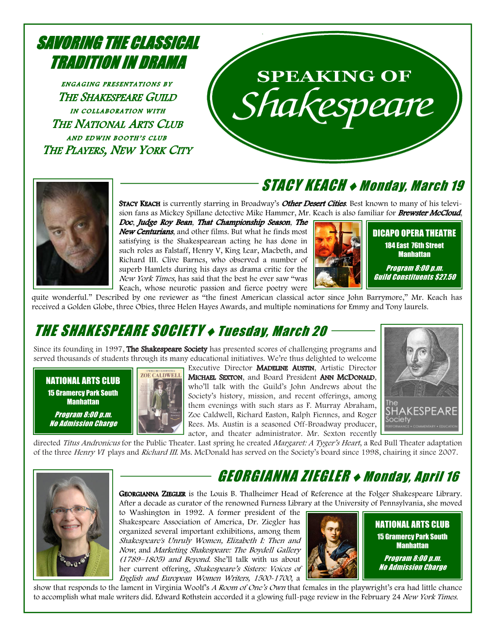 Speaking Flyer for March 2012