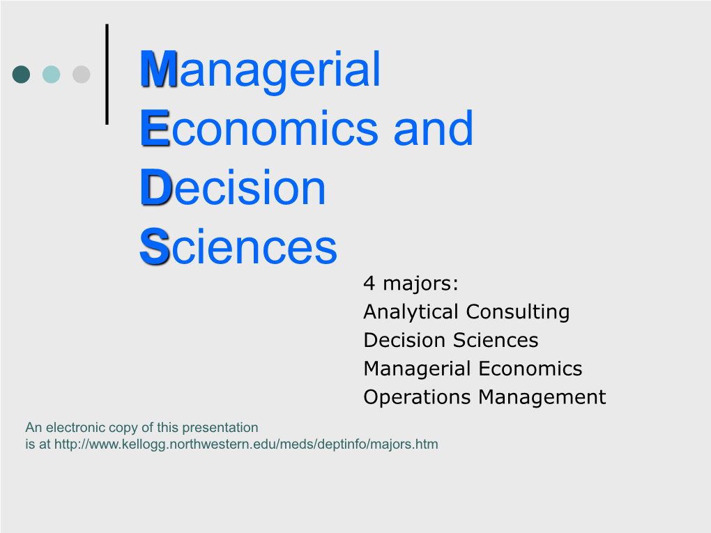 Managerial Economics and Decision Sciences