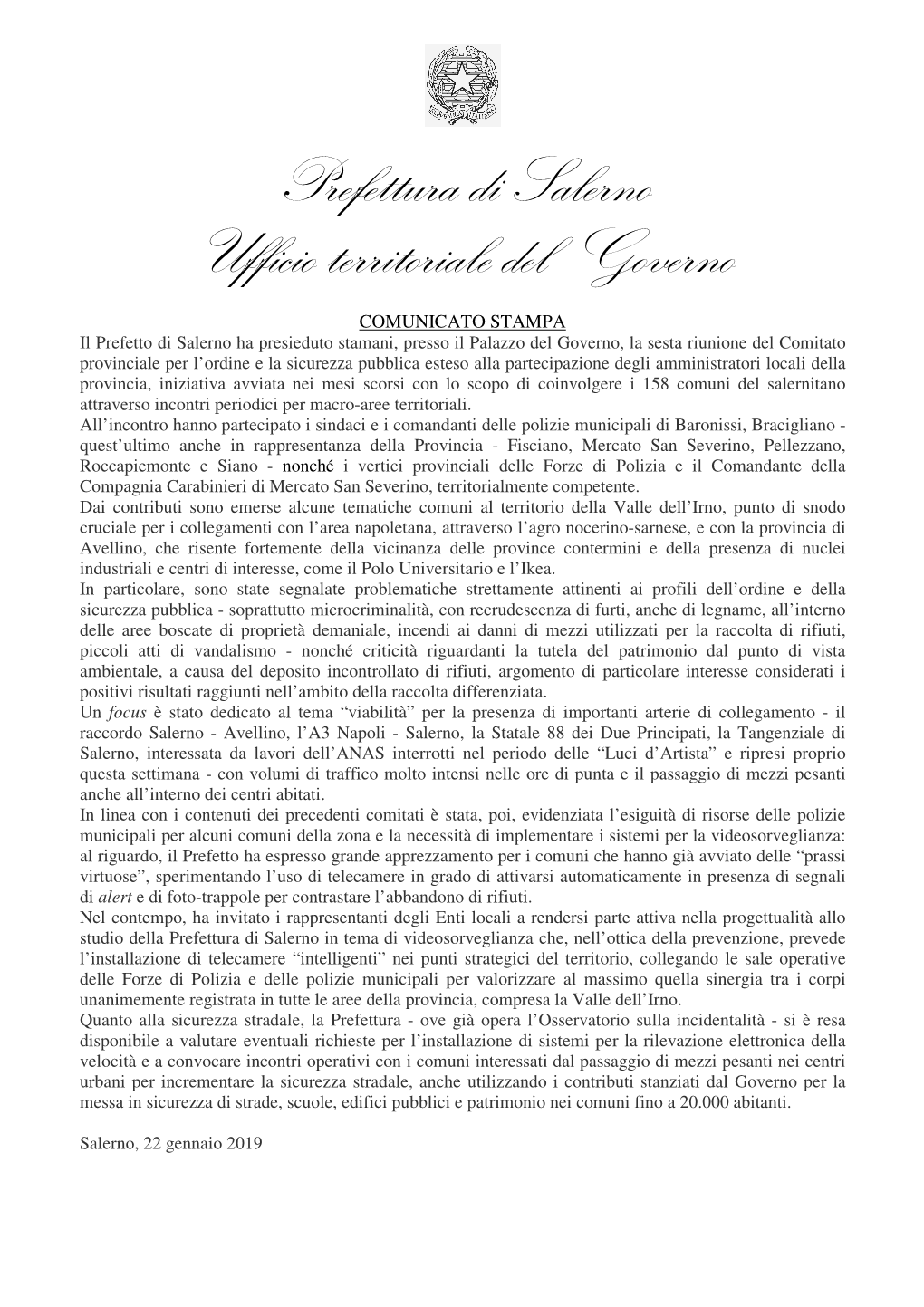 Prefettura Di Salerno Ufficio Territoriale Del Governo