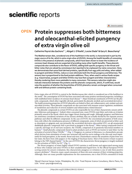 Protein Suppresses Both Bitterness and Oleocanthal-Elicited Pungency