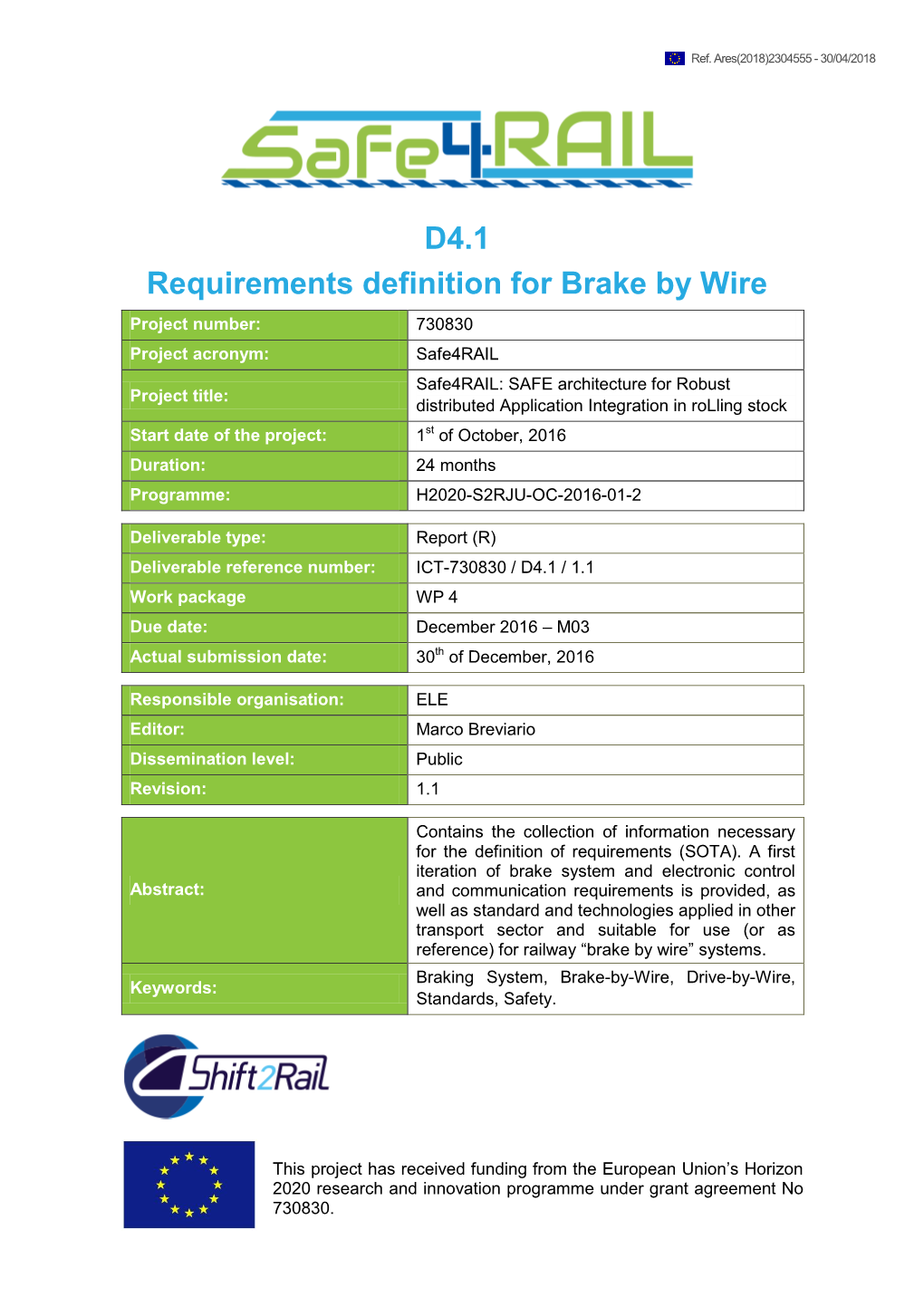 Requirements Definition for Brake by Wire