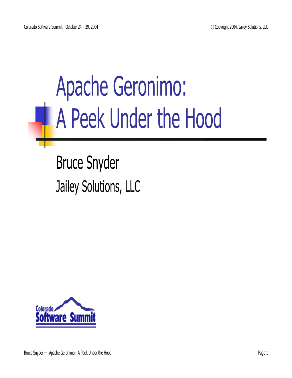 A Peek Under the Hood of Apache Geronimo