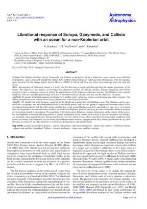 Librational Response of Europa, Ganymede, and Callisto with an Ocean for a Non-Keplerian Orbit
