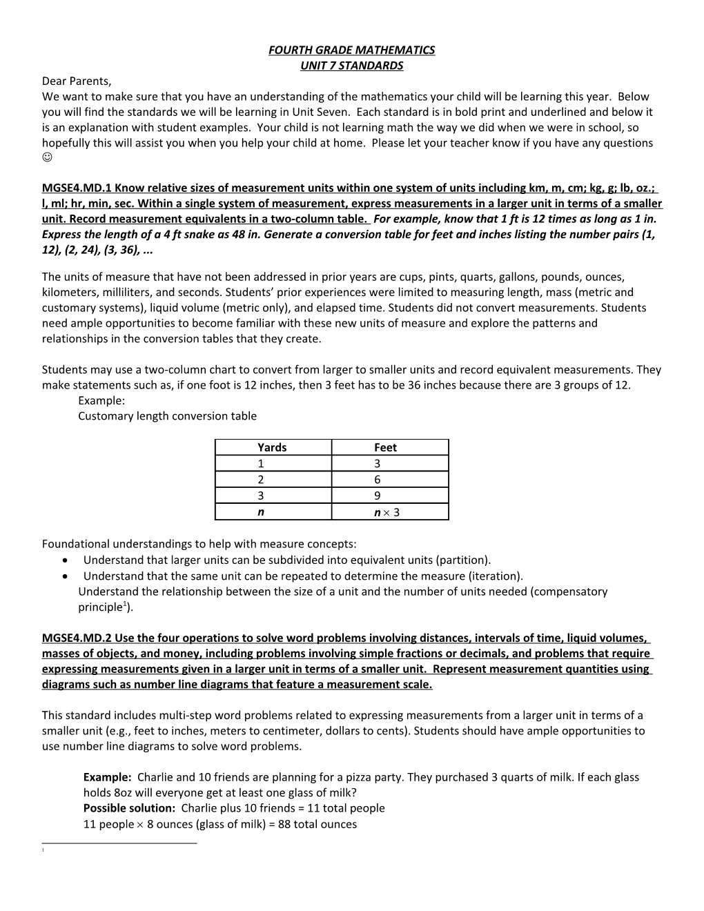 Fourth Grade Mathematics