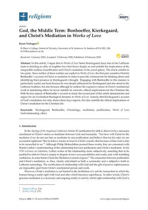 God, the Middle Term: Bonhoeffer, Kierkegaard, and Christ's Mediation in Works of Love
