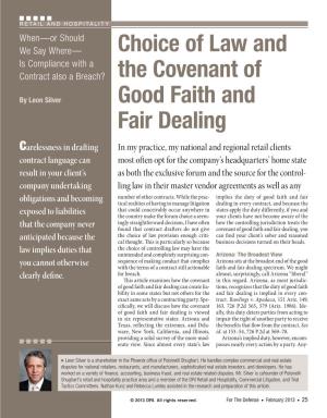 Choice of Law and the Covenant of Good Faith and Fa