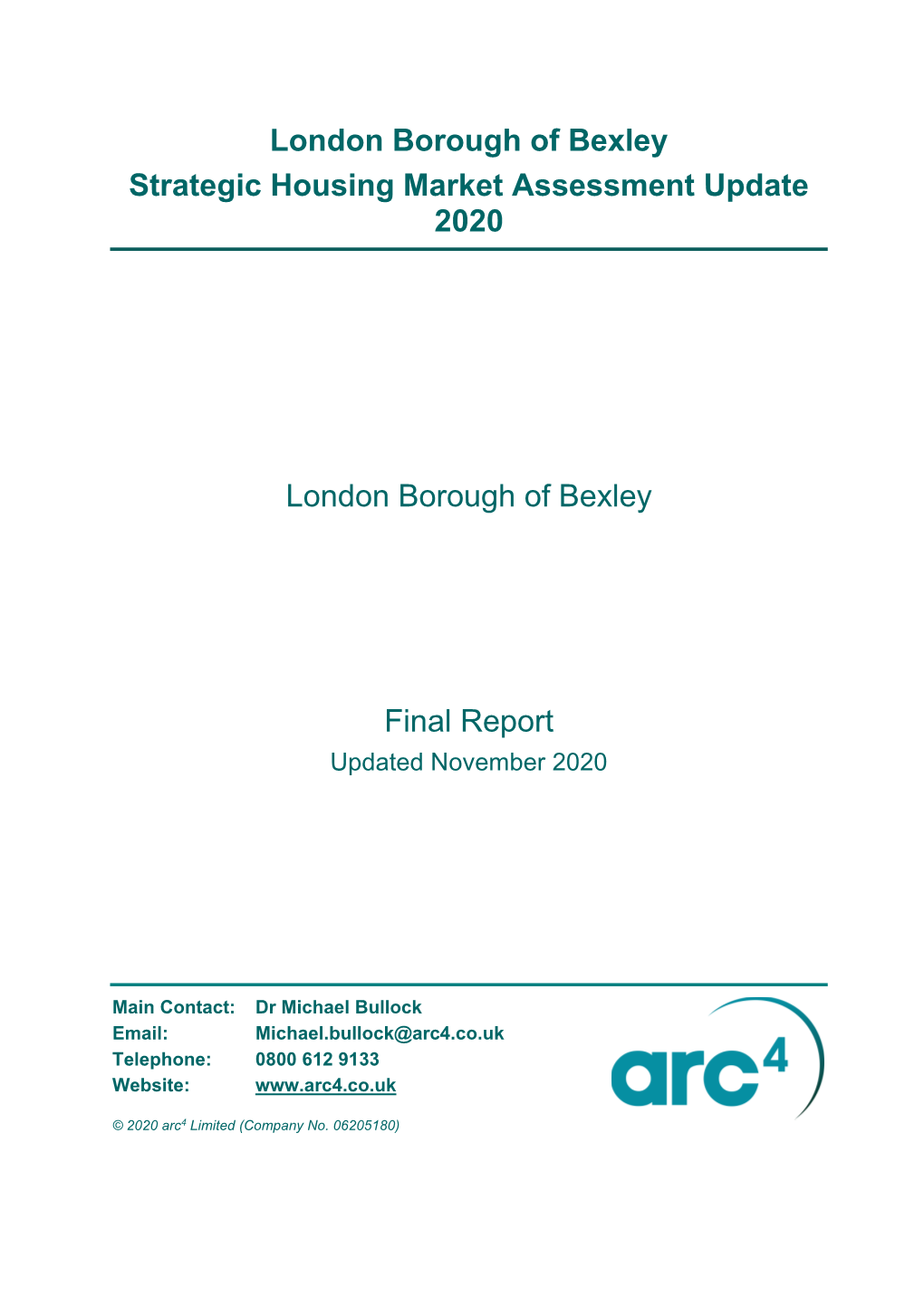 London Borough of Bexley Strategic Housing Market Assessment Update 2020